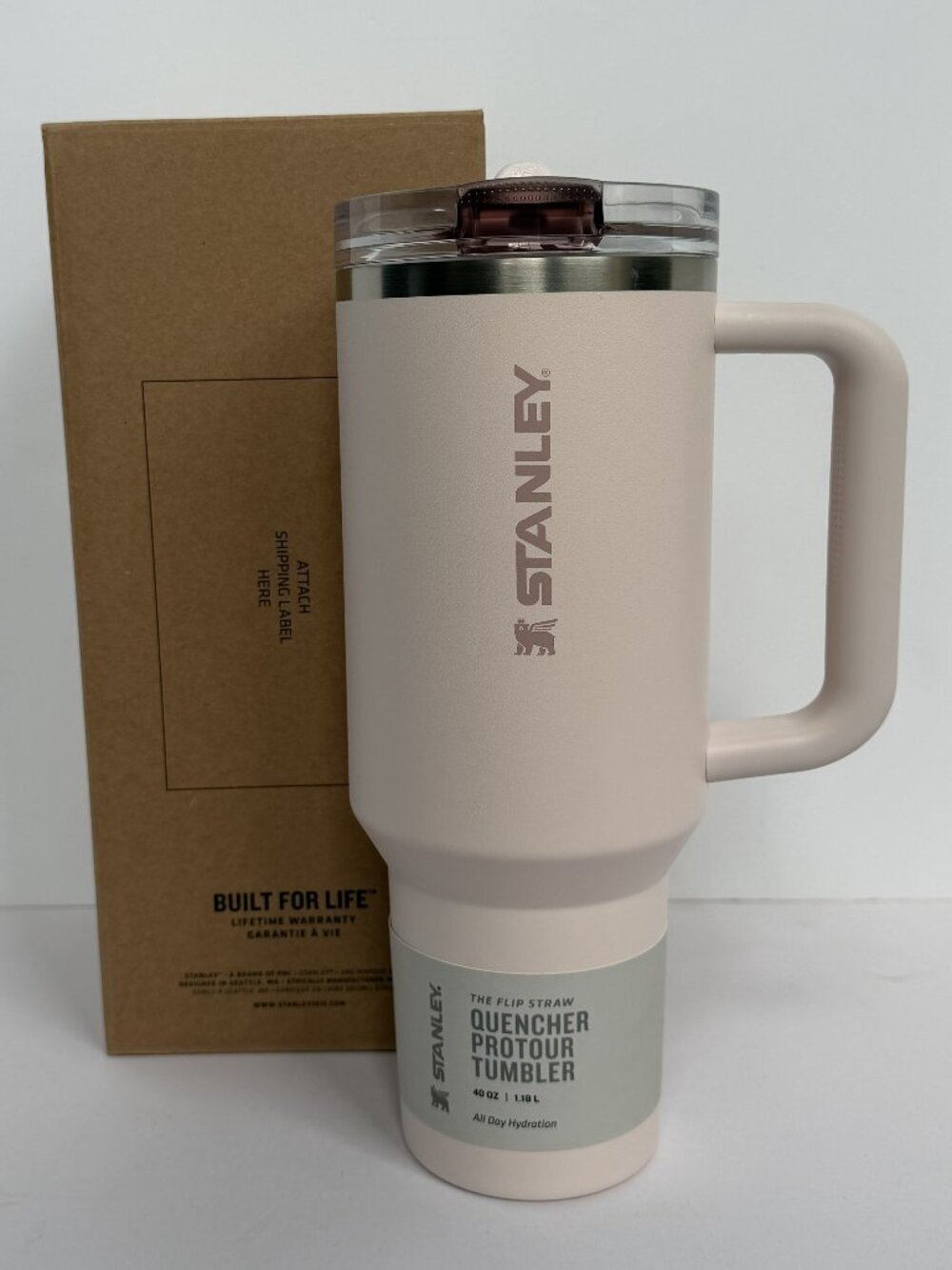 STANLEY Rose Quartz 40oz ProTour Flip Straw Tumbler Quencher NEW W/Box PALE PINK